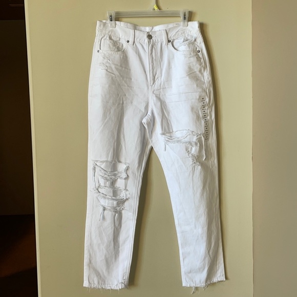 AMERICAN EAGLE, White, Distressed “Mom Jeans”, SZ 10 - Picture 4 of 7